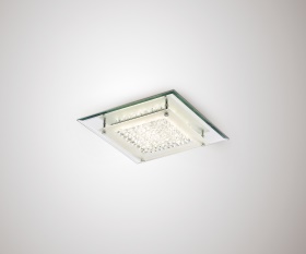 D0069  Gina Crystal 12W LED  Square Flush Ceiling Light Polished Chrome, Mirror